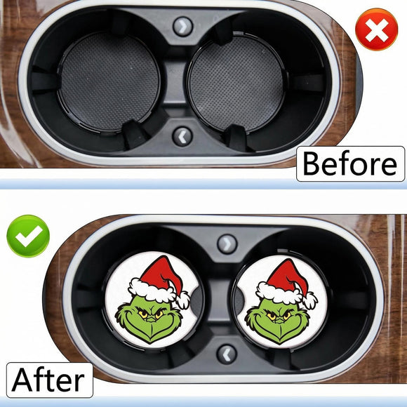 Car Cupholder Coaster Absorbent 4 Pack Cute Funny Cartoon Rubber New Automotive Cup Holder Decal Decor Accessories for Women Men