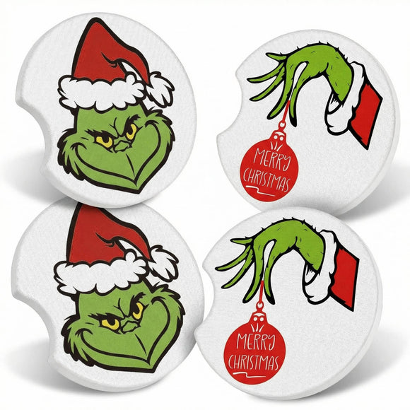Car Cupholder Coaster Absorbent 4 Pack Cute Funny Cartoon Rubber New Automotive Cup Holder Decal Decor Accessories for Women Men