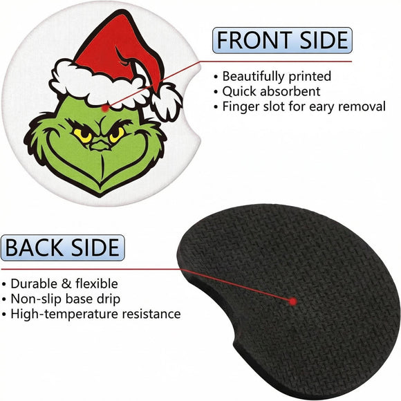Car Cupholder Coaster Absorbent 4 Pack Cute Funny Cartoon Rubber New Automotive Cup Holder Decal Decor Accessories for Women Men
