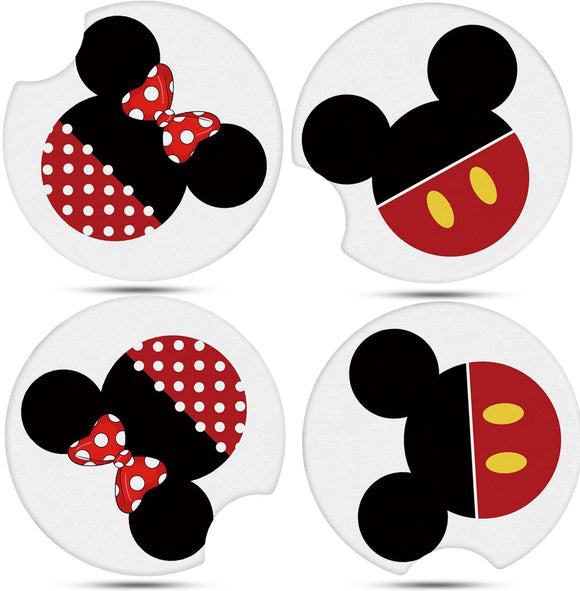 Car Cupholder Coaster Absorbent 4 Pack Cute Cartoon Rubber New Automotive Cup Holder Decal Decor Accessories for Women Men BD0901-02