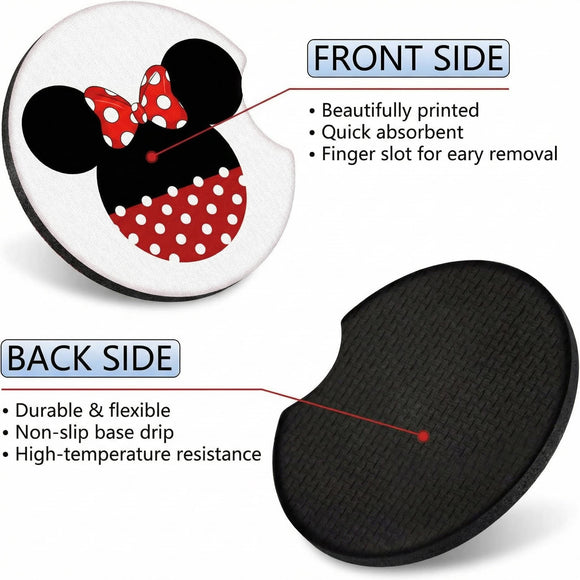 Car Cupholder Coaster Absorbent 4 Pack Cute Cartoon Rubber New Automotive Cup Holder Decal Decor Accessories for Women Men BD0901-02