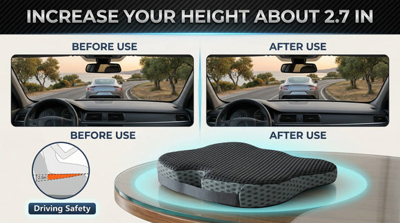 Car Seat Cushion Comfort Memory Foam Car Cushions for Driving (Black)