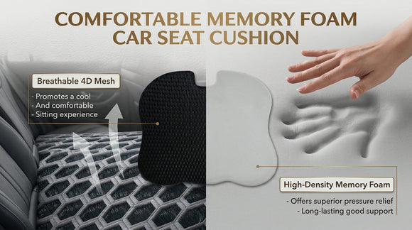 Car Seat Cushion Comfort Memory Foam Car Cushions for Driving (Gray)