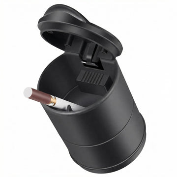 Portable Car Ash Tray With Lid Smell Proof Cigarette Ashtray Cup Holder for Truck Auto Office Home Car Ashtray (Black)
