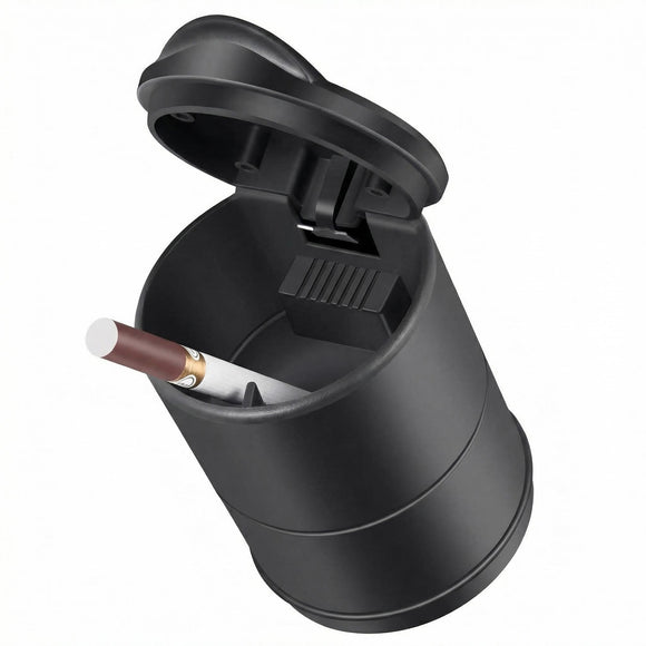 Portable Car Ash Tray With Lid Smell Proof Cigarette Ashtray Cup Holder for Truck Auto Office Home Car Ashtray (Black)