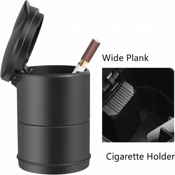 Portable Car Ash Tray With Lid Smell Proof Cigarette Ashtray Cup Holder for Truck Auto Office Home Car Ashtray (Black)