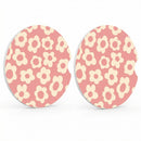 Abstract Pink Flower Absorbent Car Cup Coasters Cup Holders Cork Base Drink Coasters with Finger Notch for Easy Move of Car Cup Holder for Women Men 2.6(2 Pieces)-2