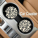 Abstract Black Flower Absorbent Car Cup Coasters Cup Holders Cork Base Drink Coasters with Finger Notch for Easy Move of Car Cup Holder for Women Men 2.6(2 Pieces)-5