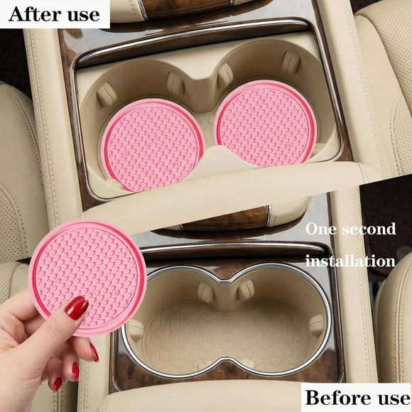 4 PCS Car Cup Holder Inserts Anti Slip PVC Honeycomb Waterproof Fixed Tea Coasters Universal for Vehicle Interior Cup Mats (Pink)