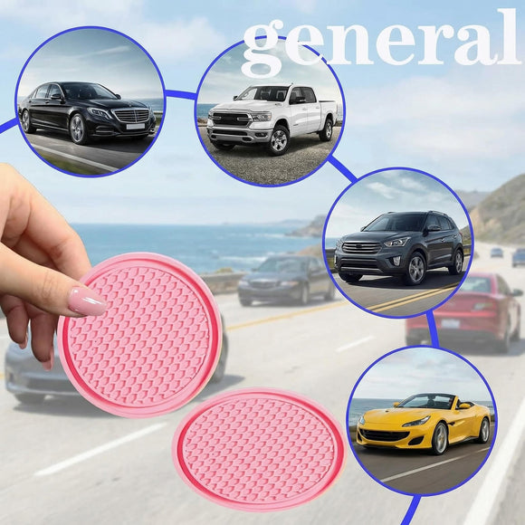 4 PCS Car Cup Holder Inserts Anti Slip PVC Honeycomb Waterproof Fixed Tea Coasters Universal for Vehicle Interior Cup Mats (Pink)