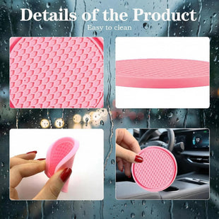 4 PCS Car Cup Holder Inserts Anti Slip PVC Honeycomb Waterproof Fixed Tea Coasters Universal for Vehicle Interior Cup Mats (Pink)