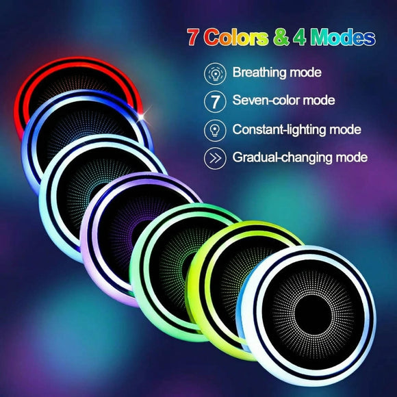 2PCS LED Cup Holder Lights for Car Rechargeable 7 Color-Changing Light Up Cup Holder Insert Coasters Car Accessories for Teens Car Gifts for Men & Women