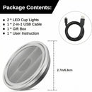 2PCS LED Cup Holder Lights for Car Rechargeable 7 Color-Changing Light Up Cup Holder Insert Coasters Car Accessories for Teens Car Gifts for Men & Women-2
