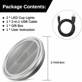 2PCS LED Cup Holder Lights for Car Rechargeable 7 Color-Changing Light Up Cup Holder Insert Coasters Car Accessories for Teens Car Gifts for Men & Women - 0