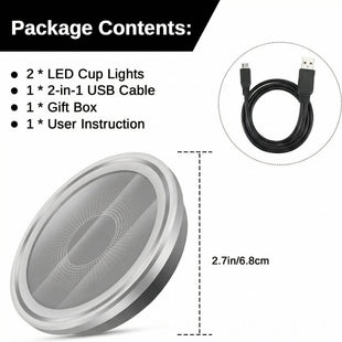 2PCS LED Cup Holder Lights for Car Rechargeable 7 Color-Changing Light Up Cup Holder Insert Coasters Car Accessories for Teens Car Gifts for Men & Women