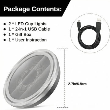 2PCS LED Cup Holder Lights for Car Rechargeable 7 Color-Changing Light Up Cup Holder Insert Coasters Car Accessories for Teens Car Gifts for Men & Women - 0