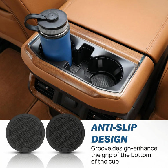 Car Cup Holder Coaster 2 Pack Universal Anti-Slip Shockproof Car Coasters 2.75 inch PVC Cup Holder Insert Coaster Car Interior Accessories for Car SUV Truck (Black)