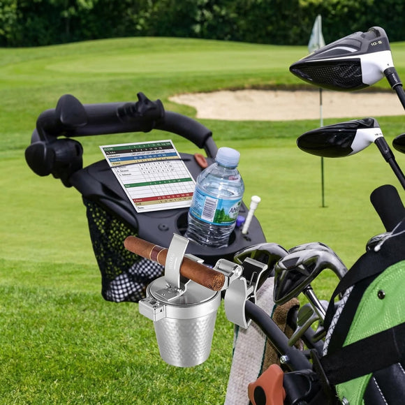 Cigar Golf Cart Holder - Windproof Patio & Exterior Ashtray with Lid Smell Proof Portable & Standing
