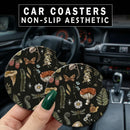 2 Pack Universal Ceramic Car Nature Mushroom Pattern Vintage Ceramic Stone with A Finger Notch for Easy Removal of Car Cup Holder Coaster-5