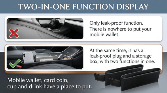 2 Pack Update Car Seat Gap Filler Organizer Leather Console Storage Box Front Side Pocket Seats Organizers Filler Interior Car Accessories for Phone Wallet Coin Key Sunglasses (Black)