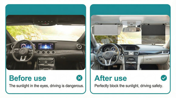 Sun Visor Extender for Car Sun Blocker with PC Sunshade Lens Magnetic Mounting Adjustable Position Protect from Glare UV Rays Snow Blindness for Safe Driving Universal for Car SUV (Black)