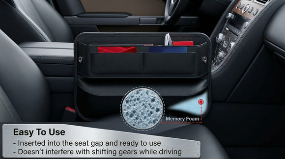 2 Pack Car Seat Gap Filler Leather Car Box Seat Organizer and Storages Automotive Accessories - Front Seats Car Adjustable Gap Filler for Phones Glasses Keys Cards1