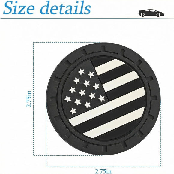 4 Pack Car Cup Holder Coasters Colored American Flag US Flag Insert Car Cup Coaster 2.75 Inch Anti Slip Shockproof Embedded Drink Mat Vehicle Interior Decor Accessories