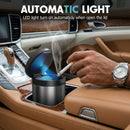 Ashtray with Lid Smellproof & Smokeproof Cup Holder Ashtray Portable Mini Car Trash Can Detachable Aluminum Alloy Smokeless Car Ashtray with Automatic LED Light-6