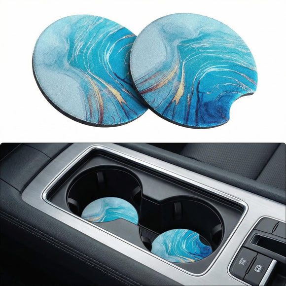 2 Pack Car Coasters for Drinks Absorbent - 2.75 Inch Cute Car Cup Holder Coasters for Women Removable Cup Holder Coaster for Women Girls Car Interior Accessories (Style E)