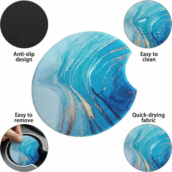 2 Pack Car Coasters for Drinks Absorbent - 2.75 Inch Cute Car Cup Holder Coasters for Women Removable Cup Holder Coaster for Women Girls Car Interior Accessories (Style E)