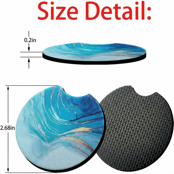 2 Pack Car Coasters for Drinks Absorbent - 2.75 Inch Cute Car Cup Holder Coasters for Women Removable Cup Holder Coaster for Women Girls Car Interior Accessories (Style E)