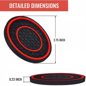 Car Cup Coasters - 2 Pack 2.75 Inch Diameter Universal Auto Anti Slip Cup Holder Insert Coaster Suitable for Most Car Interior Accessories(Red) - 0