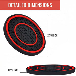Car Cup Coasters - 2 Pack 2.75 Inch Diameter Universal Auto Anti Slip Cup Holder Insert Coaster Suitable for Most Car Interior Accessories(Red)