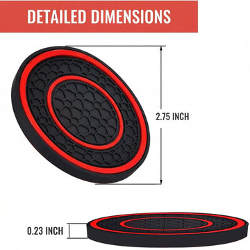 Car Cup Coasters - 2 Pack 2.75 Inch Diameter Universal Auto Anti Slip Cup Holder Insert Coaster Suitable for Most Car Interior Accessories(Red) - 0