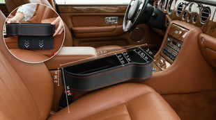 2 Pcs Car Seat Gap Filler - Leather Car Seat Crevice Storage Box with Adhesive Foam Pads Car Gap Filler Organizer for Front Seat Gap Filler Between Car Seat and Console Universal Fit
