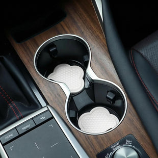 Car Cup Holder Coaster Universal Non-Slip Recessed Flower Shaped Cup Holders Cute Car Accessories Interior for Women and Man Interior Sets 4 Pack (White)