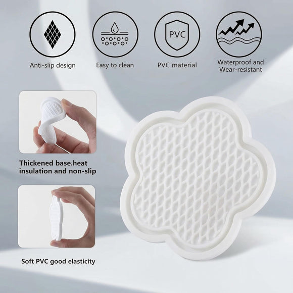 Car Cup Holder Coaster Universal Non-Slip Recessed Flower Shaped Cup Holders Cute Car Accessories Interior for Women and Man Interior Sets 4 Pack (White)