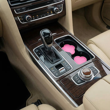 Universal Non-Slip Cup Holder Coaster 4pcs PVC Flower Shaped Crystal Car Accessory (Pink)