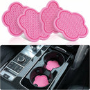 Universal Non-Slip Cup Holder Coaster 4pcs PVC Flower Shaped Crystal Car Accessory (Pink)-4