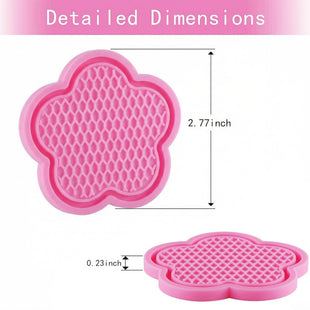 Universal Non-Slip Cup Holder Coaster 4pcs PVC Flower Shaped Crystal Car Accessory (Pink)