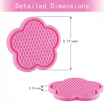 Universal Non-Slip Cup Holder Coaster 4pcs PVC Flower Shaped Crystal Car Accessory (Pink) - 0