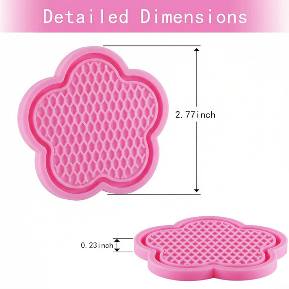Universal Non-Slip Cup Holder Coaster 4pcs PVC Flower Shaped Crystal Car Accessory (Pink)