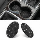 4 Pack Car Cup Coasters 2.75 Inch Vehicle Holder Cup Holder Insert Coaster Anti-Slip Automotive Black White Grid and American Flag Drink Cup Mat Universal Interior Accessories (Black/White)-1