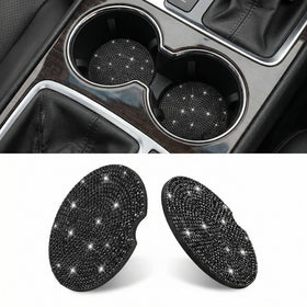 4 Pack Car Cup Coasters 2.75 Inch Vehicle Holder Cup Holder Insert Coaster Anti-Slip Automotive Black White Grid and American Flag Drink Cup Mat Universal Interior Accessories (Black/White)