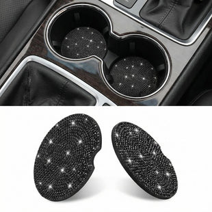 4 Pack Car Cup Coasters 2.75 Inch Vehicle Holder Cup Holder Insert Coaster Anti-Slip Automotive Black White Grid and American Flag Drink Cup Mat Universal Interior Accessories (Black/White)