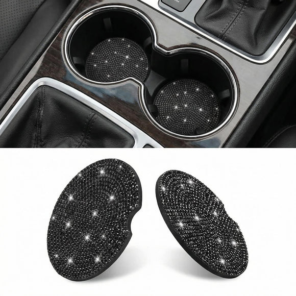 4 Pack Car Cup Coasters 2.75 Inch Vehicle Holder Cup Holder Insert Coaster Anti-Slip Automotive Black White Grid and American Flag Drink Cup Mat Universal Interior Accessories (Black/White)