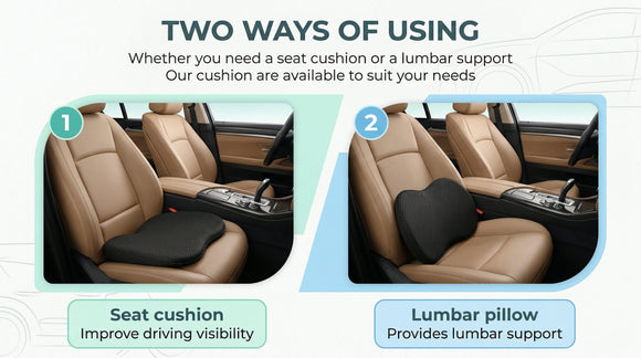 Car Seat Cushion Memory Foam Seat Pad for Sciatica and Lower Back Pain Relief Seat Cushion for Car Seat Driver (Black)
