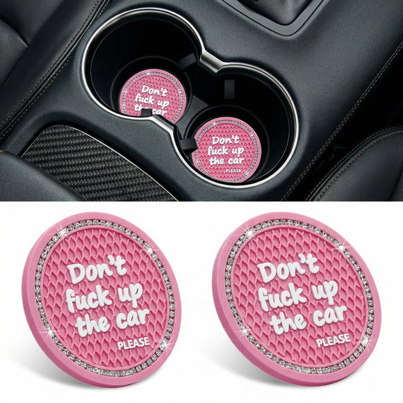 2 Pack Bling Car Cup Holder Coaster 2.75 Inch Anti-Slip Auto Insert Cup Coaster Crystal Car Drink Cup Mat Perfect for Women Girls Universal Interior Decor Accessories (Pink)
