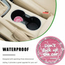 2 Pack Bling Car Cup Holder Coaster 2.75 Inch Anti-Slip Auto Insert Cup Coaster Crystal Car Drink Cup Mat Perfect for Women Girls Universal Interior Decor Accessories (Pink)-3