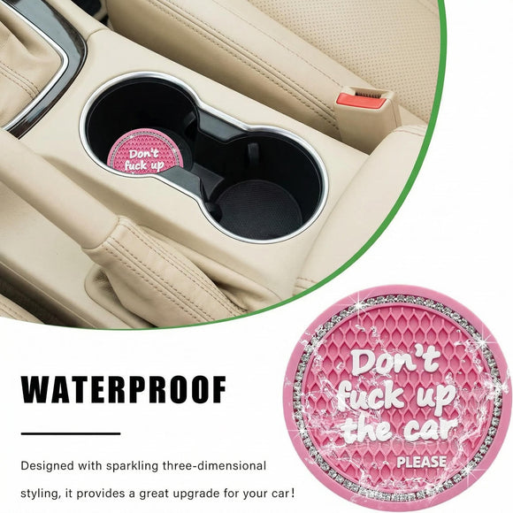 2 Pack Bling Car Cup Holder Coaster 2.75 Inch Anti-Slip Auto Insert Cup Coaster Crystal Car Drink Cup Mat Perfect for Women Girls Universal Interior Decor Accessories (Pink)